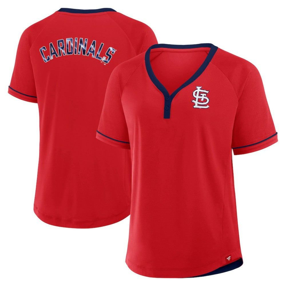St. Louis Cardinals Women's League Diva Star Raglan V-Neck T-Shirt - Red