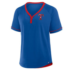 Texas Rangers Women's League Diva Star Raglan V-Neck T-Shirt - Royal