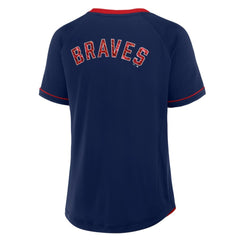 Atlanta Braves Women's League Diva Star Raglan V-Neck T-Shirt - Navy