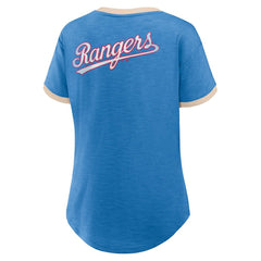 Texas Rangers Women's Binge Worthy Stadium Slub V-Neck T-Shirt - Royal