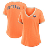 Houston Astros Women's Binge Worthy Stadium Slub V-Neck T-Shirt - Orange