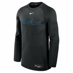 Miami Marlins Authentic Collection Game Time Raglan Dri-FIT Long Sleeve T-Shirt - Black | Nike