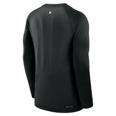 Miami Marlins Authentic Collection Game Time Raglan Dri-FIT Long Sleeve T-Shirt - Black | Nike