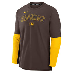 San Diego Padres Authentic Collection Player Dri-FIT Lightweight Pullover - Brown/Gold | Nike