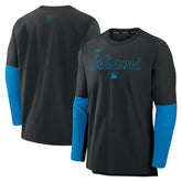 Miami Marlins Authentic Collection Player Dri-FIT Lightweight Pullover - Black | Nike