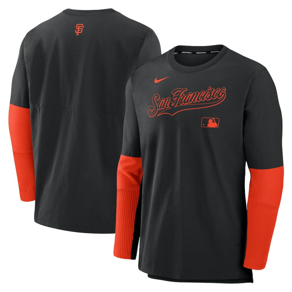 San Francisco Giants Authentic Collection Player Dri-FIT Lightweight Pullover - Black/Orange | Nike