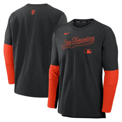 San Francisco Giants Authentic Collection Player Dri-FIT Lightweight Pullover - Black/Orange | Nike