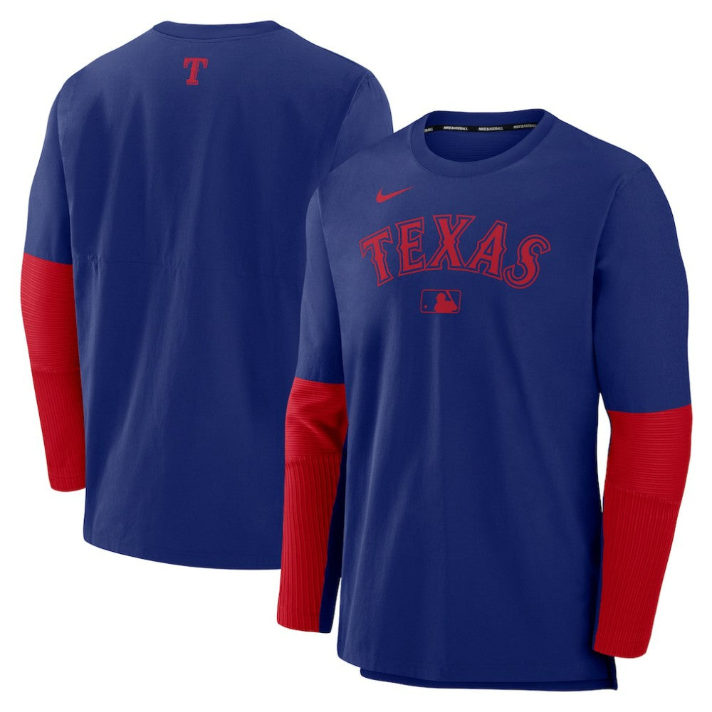 Texas Rangers Authentic Collection Player Dri-FIT Lightweight Pullover - Royal/Red | Nike