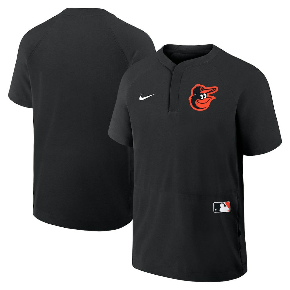 Baltimore Orioles Authentic Collection Raglan Short Sleeve Windshirt - Black | Nike