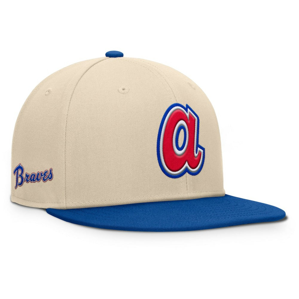 Atlanta Braves Cooperstown Collection Bounder Snapback Hat - Natural/Royal
