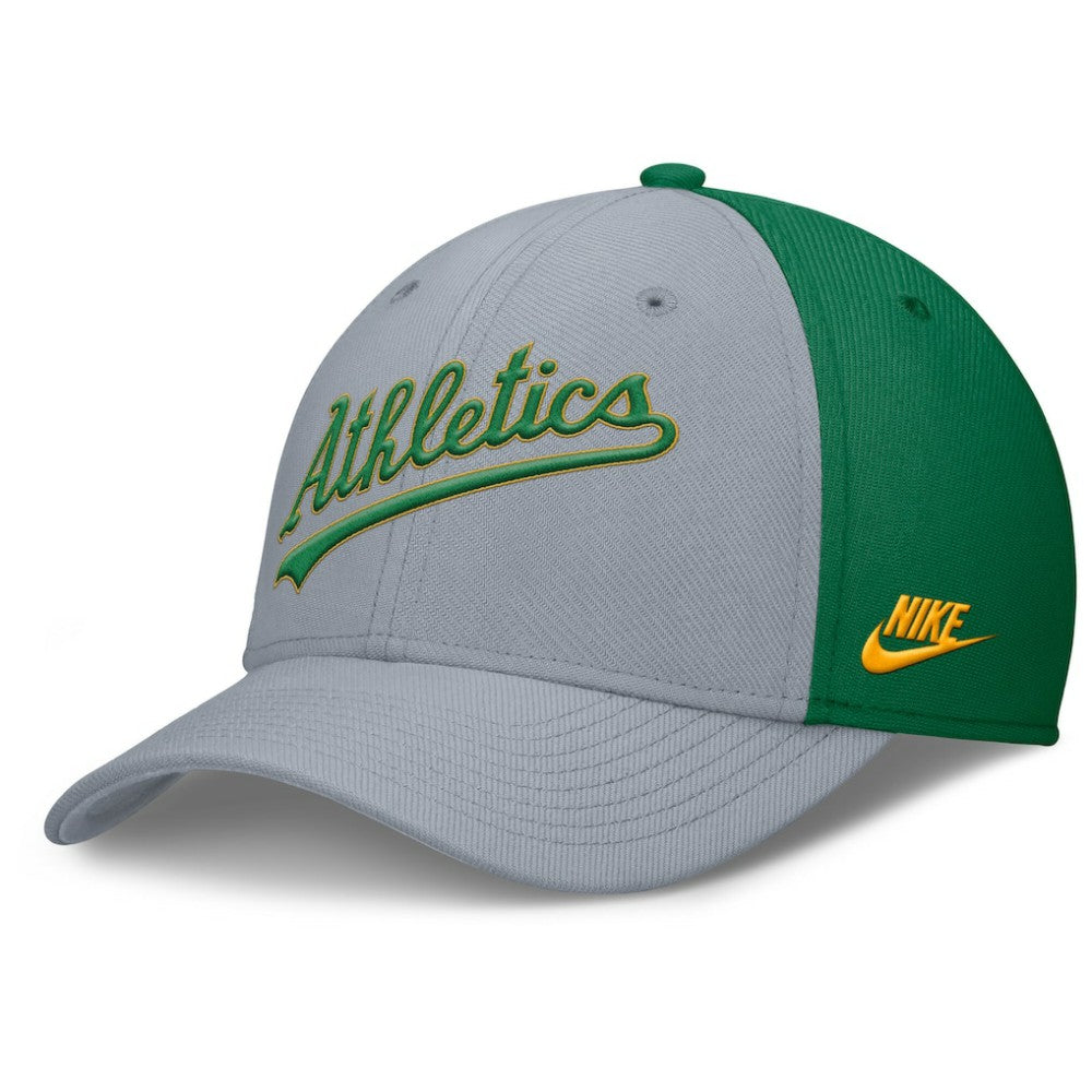 Athletics Rise Swoosh Performance Flex Hat - Gray/Green | Nike