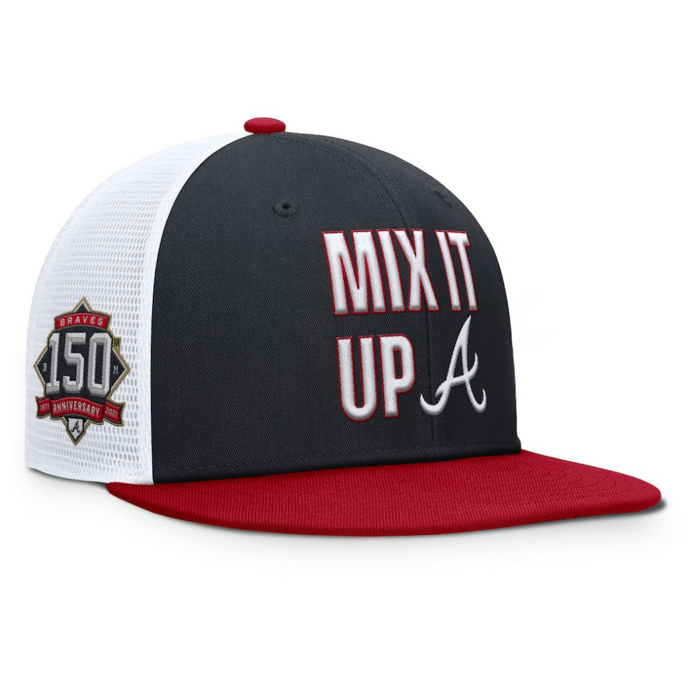 Atlanta Braves Pro Performance Trucker Snapback Hat - Navy/Red | Nike