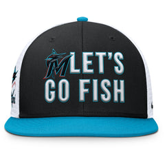 Miami Marlins Pro Performance Trucker Snapback Hat - Black/Light Blue | Nike
