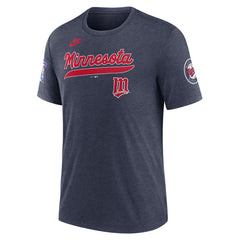 Minnesota Twins Cooperstown Collection Eras Tri-Blend T-Shirt - Heather Navy | Nike