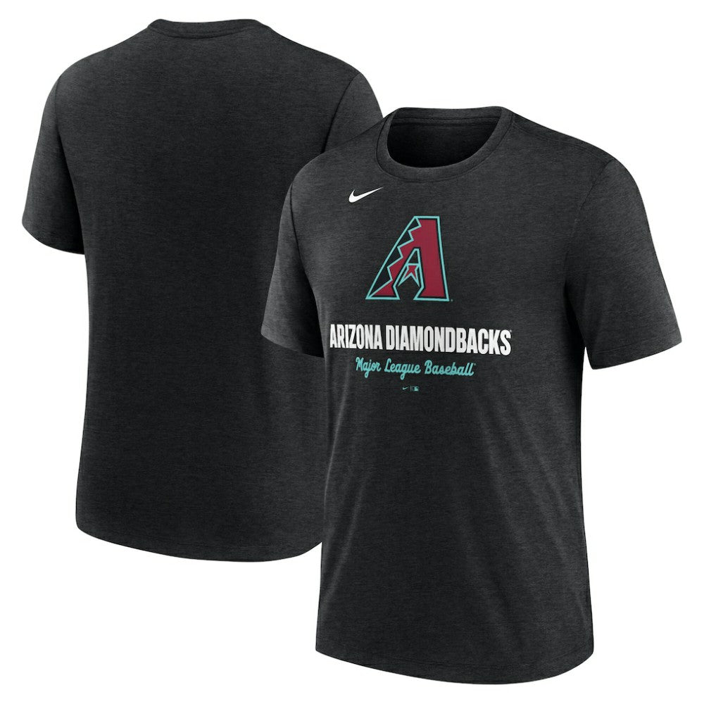 Arizona Diamondbacks Logo Tri-Blend T-Shirt - Heather Black | Nike