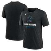 Miami Marlins Logo Tri-Blend T-Shirt - Heather Black | Nike