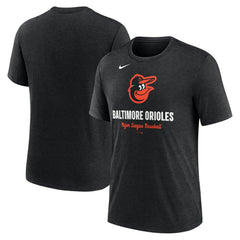 Baltimore Orioles Logo Tri-Blend T-Shirt - Heather Black | Nike