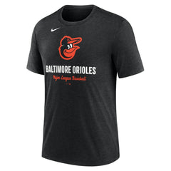 Baltimore Orioles Logo Tri-Blend T-Shirt - Heather Black | Nike