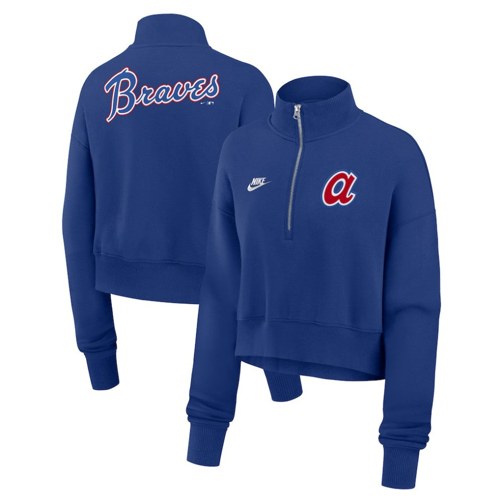 Atlanta Braves Women's Cooperstown Collection Phoenix Fleece Half-Zip Sweatshirt - Royal | Nike