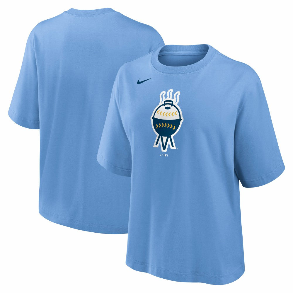 Milwaukee Brewers Women's City Connect Logo Boxy T-Shirt - Light Blue | Nike
