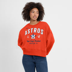 Houston Astros Women's Oversized High Hip Pullover Sweatshirt - Orange | Nike