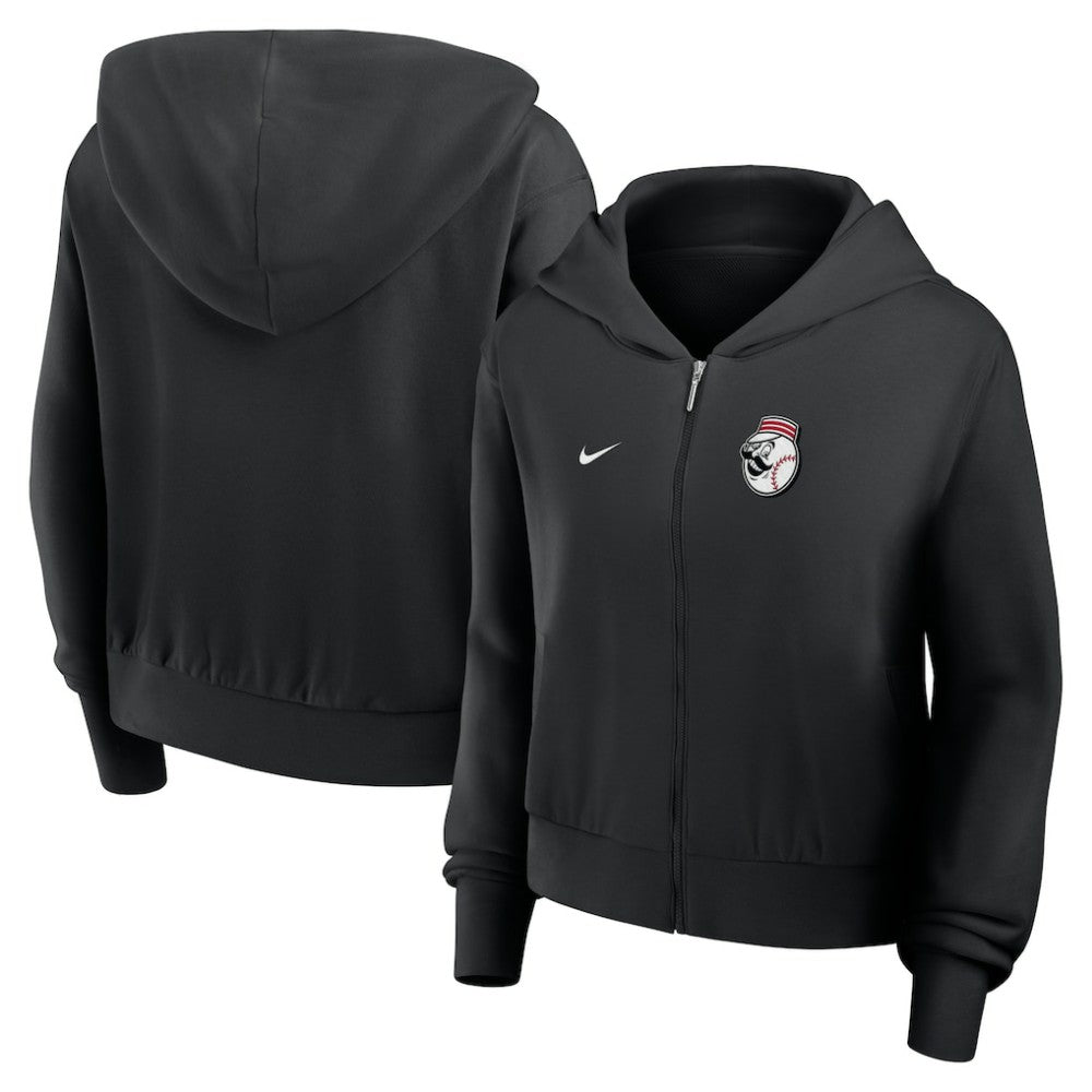 Cincinnati Reds Women's Cropped Chill Full-Zip Hoodie - Black | Nike
