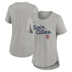 Minnesota Twins Women's Script Tri-Blend T-Shirt - Heather Gray | Nike
