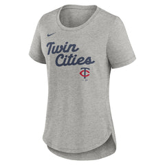 Minnesota Twins Women's Script Tri-Blend T-Shirt - Heather Gray | Nike