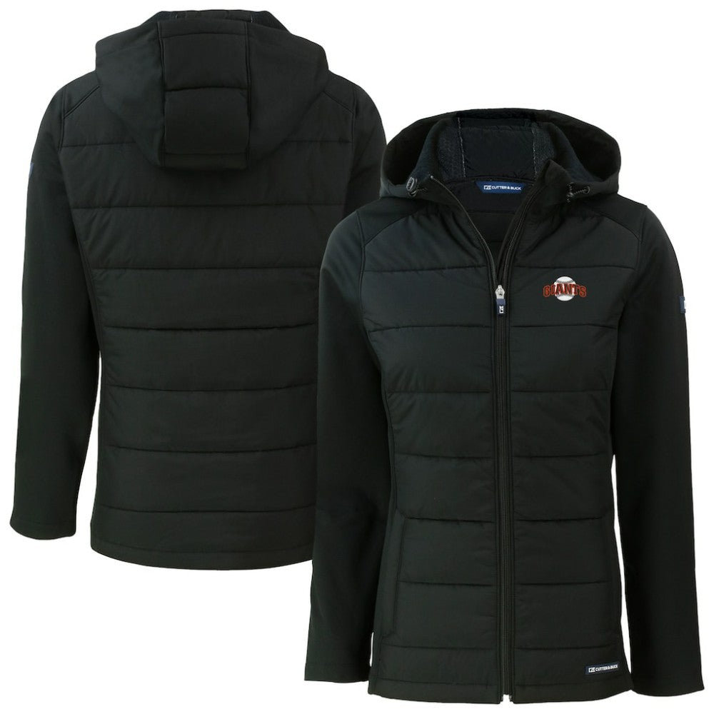 San Francisco Giants Cutter & Buck Women's Evoke Hybrid Eco Softshell Recycled Full-Zip Hoodie Jacket - Black