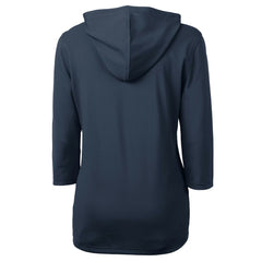 Cleveland Guardians Cutter & Buck Women's DryTec Virtue Eco Pique Recycled 3/4-Sleeve Half-Zip Pullover Hoodie - Navy