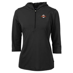 San Francisco Giants Cutter & Buck Women's DryTec Virtue Eco Pique Recycled 3/4-Sleeve Half-Zip Pullover Hoodie - Black