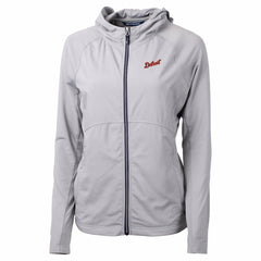 Detroit Tigers Cutter & Buck Women's Adapt Eco Knit Hybrid Recycled Full-Zip Hoodie - Gray