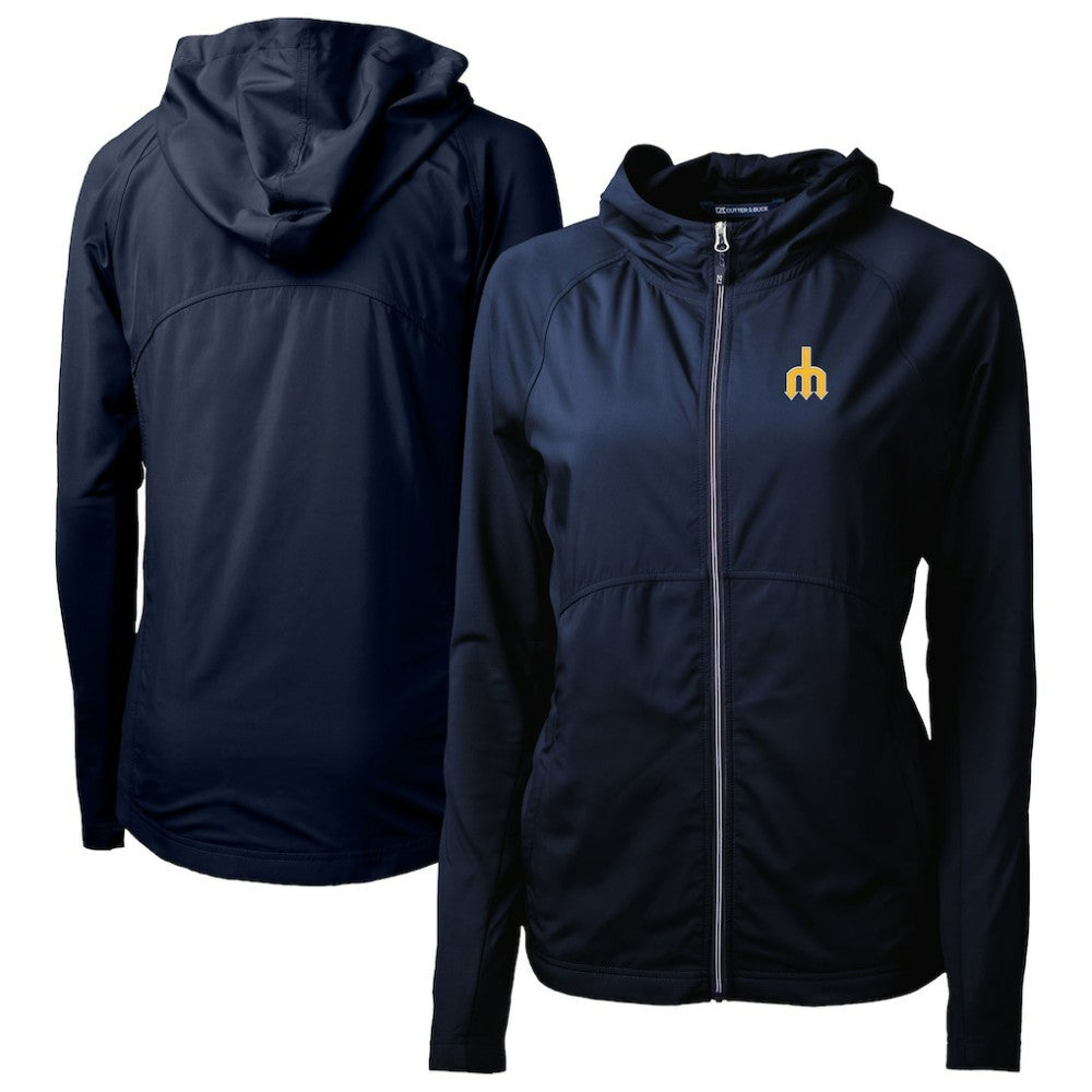 Seattle Mariners Cutter & Buck Women's Adapt Eco Knit Hybrid Recycled Full-Zip Hoodie - Navy