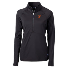 Baltimore Orioles Cutter & Buck Women's DryTec Adapt Eco Knit Stretch Recycled Raglan Half-Zip Top - Black