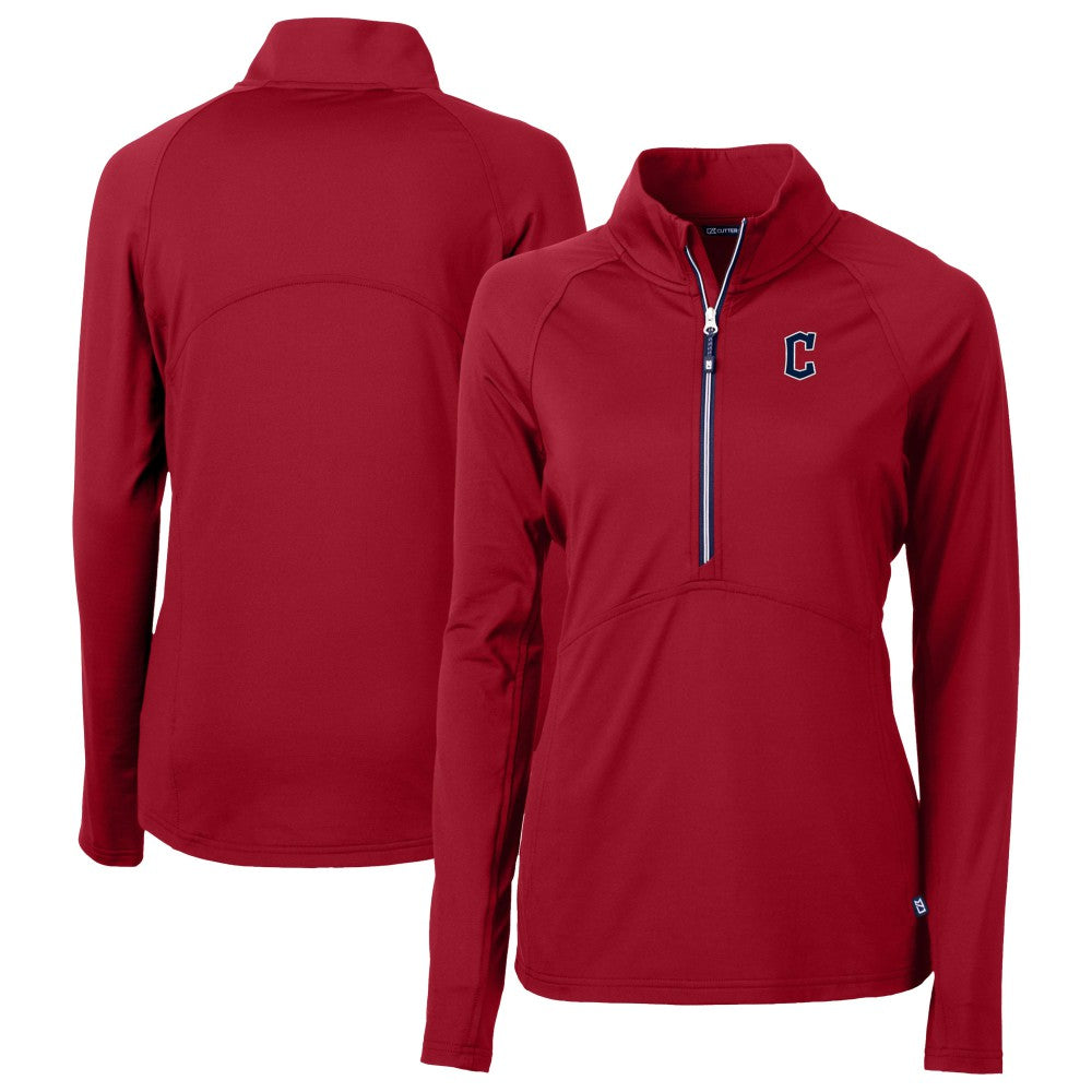 Cleveland Guardians Cutter & Buck Women's DryTec Adapt Eco Knit Stretch Recycled Raglan Half-Zip Top - Red