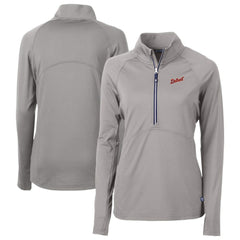 Detroit Tigers Cutter & Buck Women's DryTec Adapt Eco Knit Stretch Recycled Raglan Half-Zip Top - Gray