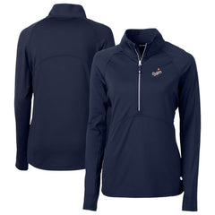 Los Angeles Dodgers Cutter & Buck Women's DryTec Adapt Eco Knit Stretch Recycled Raglan Half-Zip Top - Navy