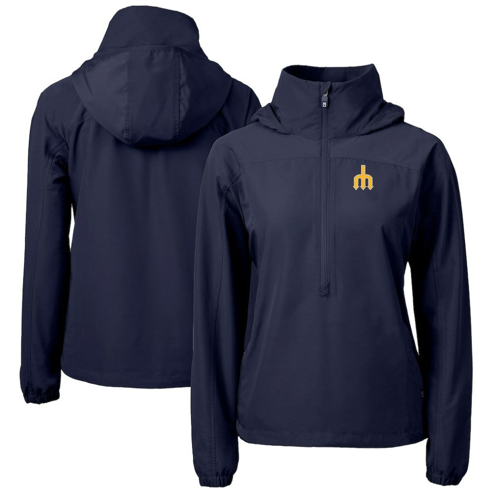 Seattle Mariners Cutter & Buck Women's Charter Eco Recycled Half-Zip Anorak Jacket - Navy