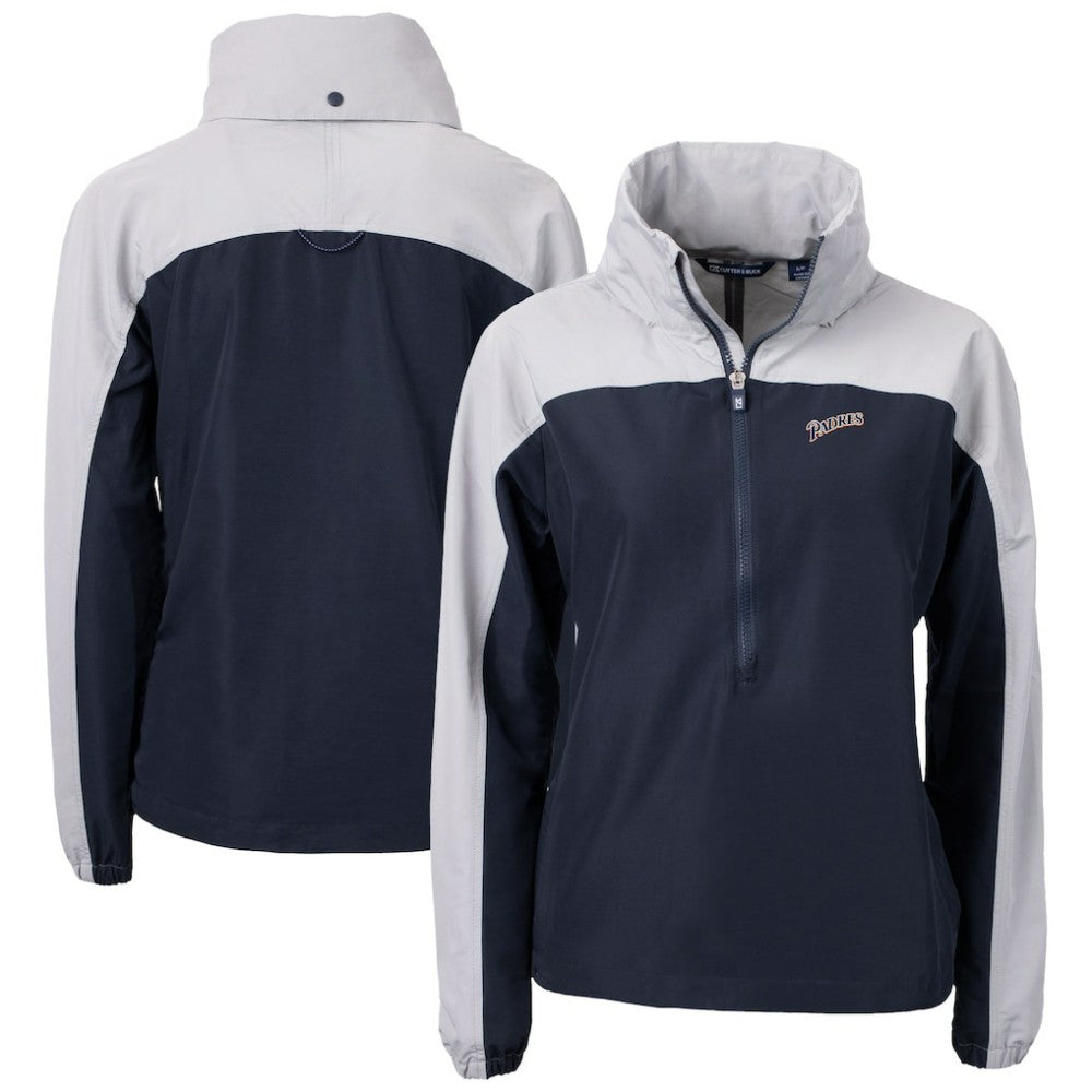 San Diego Padres Cutter & Buck Women's Cooperstown Collection Charter Eco Recycled Half-Zip Anorak Jacket - Navy