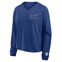 Toronto Maple Leafs Fanatics Women's Oversized All Out Effort Long Sleeve Henley T-Shirt