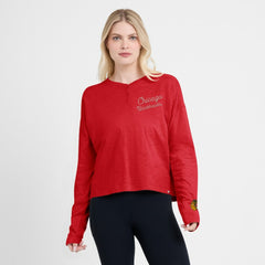 Chicago Blackhawks Fanatics Women's Oversized All Out Effort Long Sleeve Henley T-Shirt