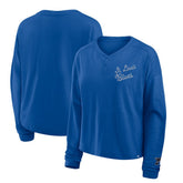 St. Louis Blues Fanatics Women's Oversized All Out Effort Long Sleeve Henley T-Shirt