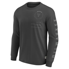 Milwaukee Bucks Elements Future Ground Tonal Info Long Sleeve T-Shirt - Gray | Fanatics discount