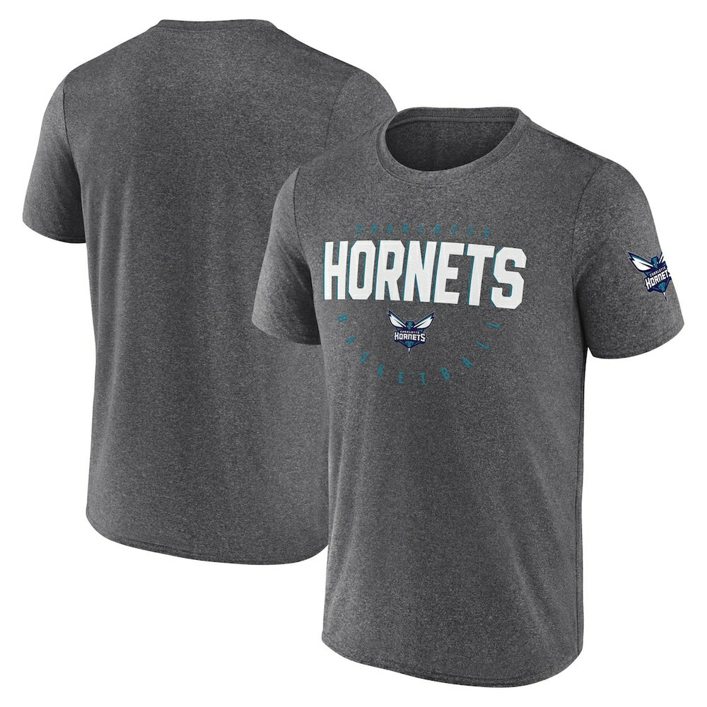Charlotte Hornets Logo Athletic Block Practice Performance T-Shirt - Heather Charcoal outlet