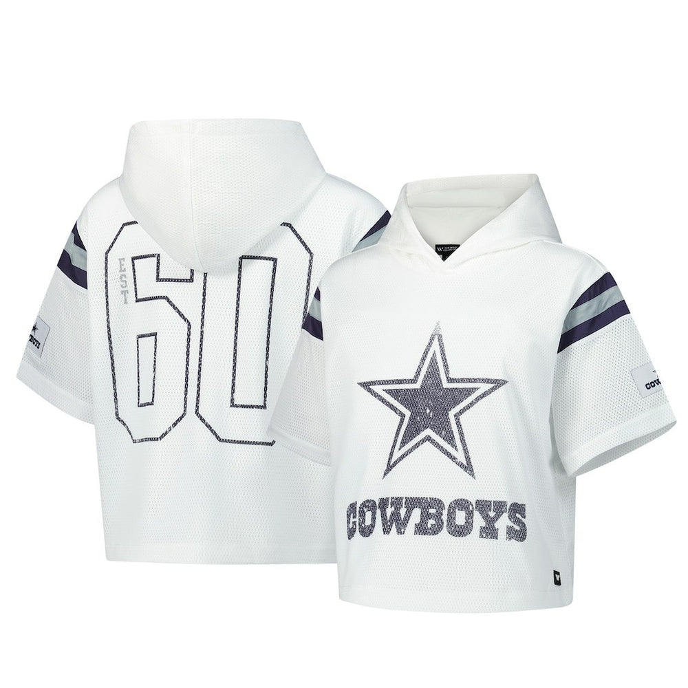 NFL Dallas Cowboys The Wild Collective Women's Mesh Short Sleeve Hoodie T-Shirt