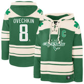 Alexander Ovechkin Washington Capitals '47 St. Patrick's Day Player Name & Number Lacer Pullover Hoodie