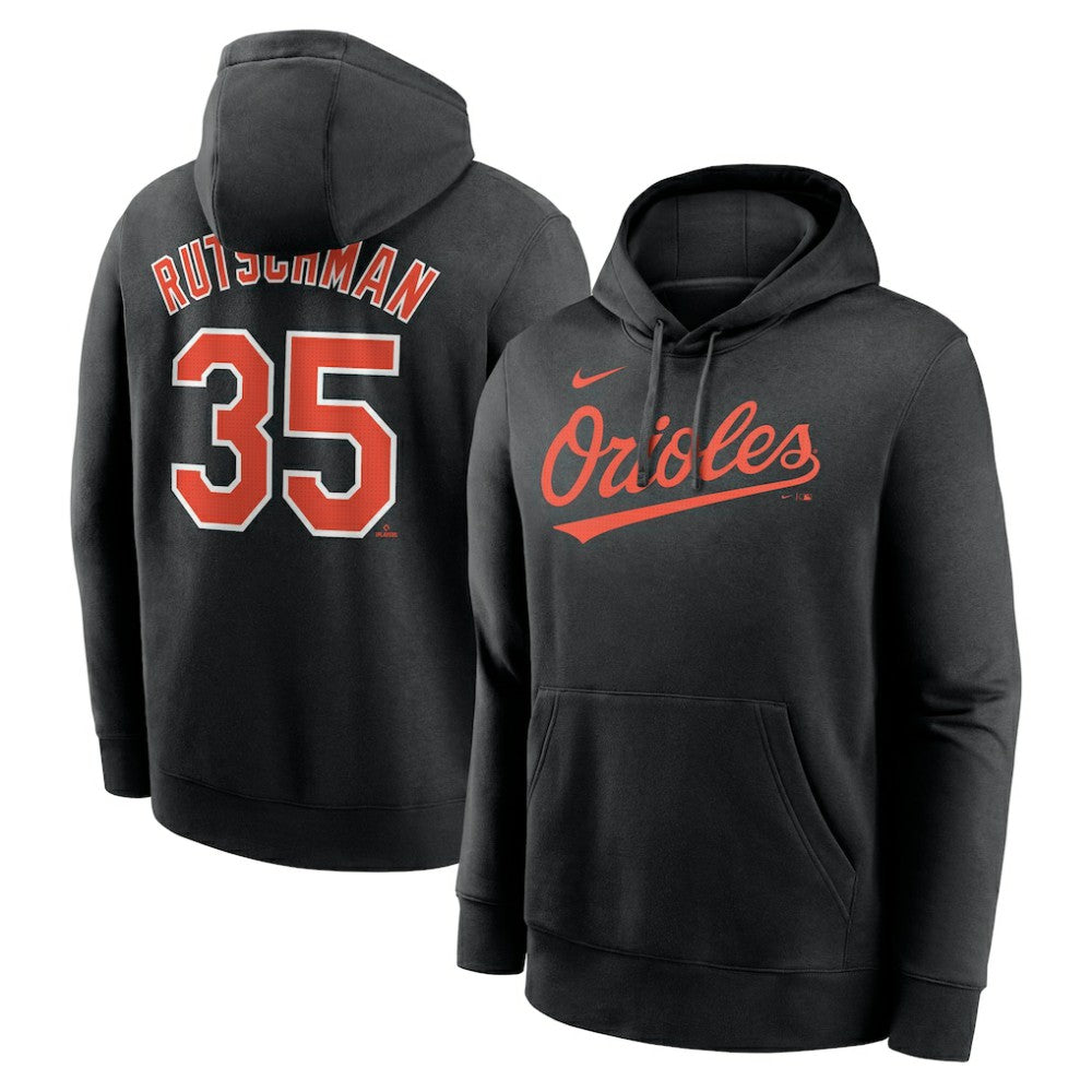 Adley Rutschman Baltimore Orioles Player Name & Number Club Pullover Hoodie - Black | Nike