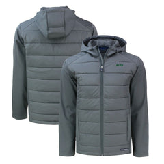 NFL New York Jets Cutter & Buck Primary Logo Evoke Hybrid Eco Softshell Recycled Full-Zip Hooded Jacket