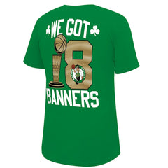 Boston Celtics Stadium Essentials 2024 NBA Finals Champions 18 Banners T-Shirt - Kelly Green discount