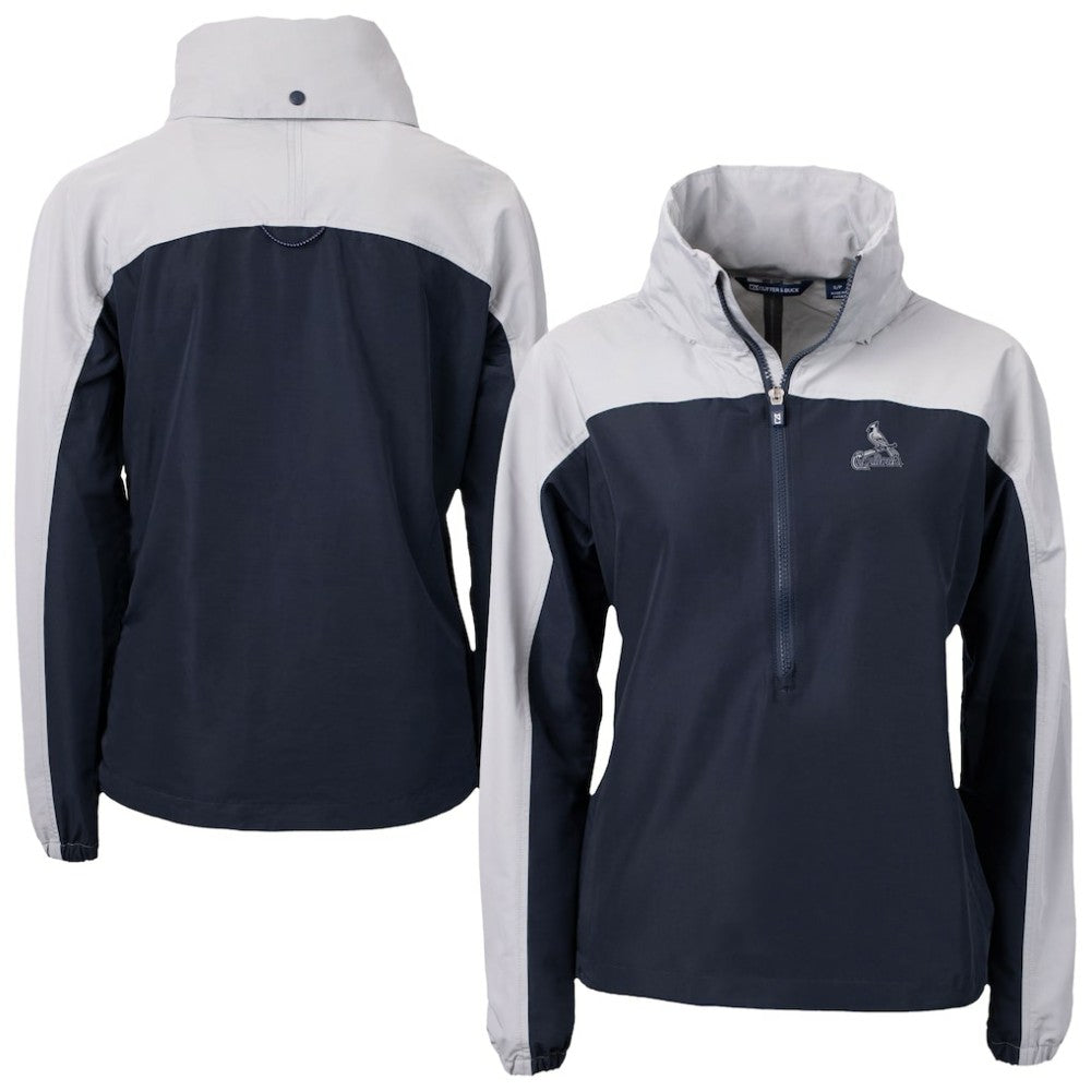 St. Louis Cardinals Cutter & Buck Women's Charter Eco Recycled Half-Zip Anorak Jacket - Navy/Gray